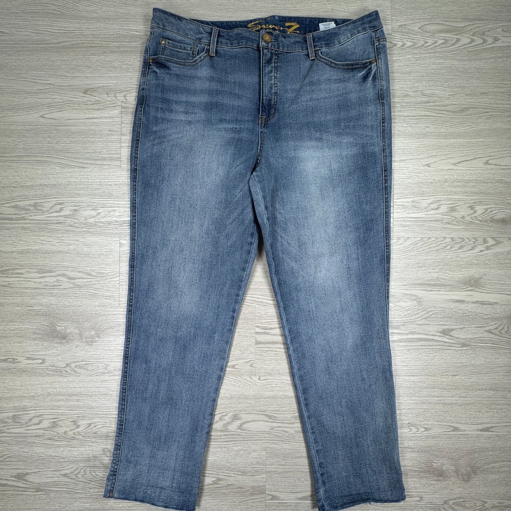 Seven7 Women's Jeans Weekend Easy Fit Boyfriend Blue Size 16 Stretch Denim